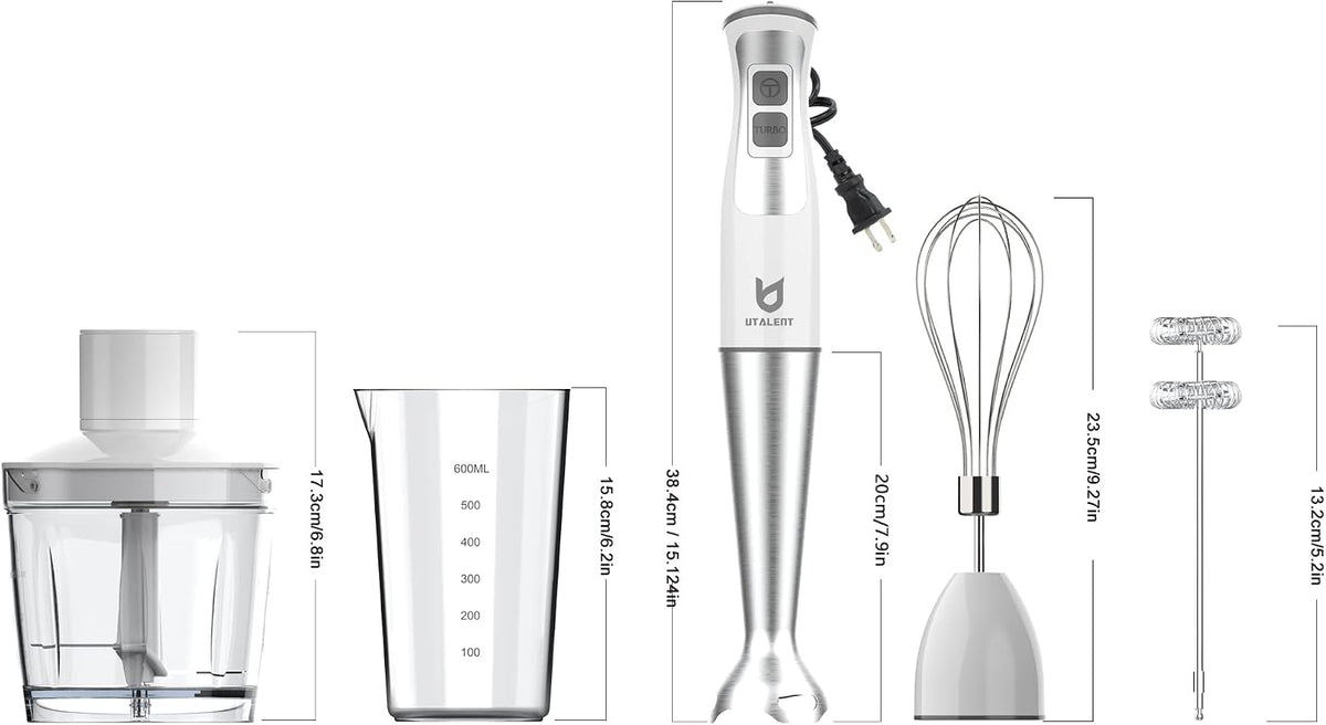 Immersion Hand Blender with chopper - Puree Baby Food, Sauce & Soup