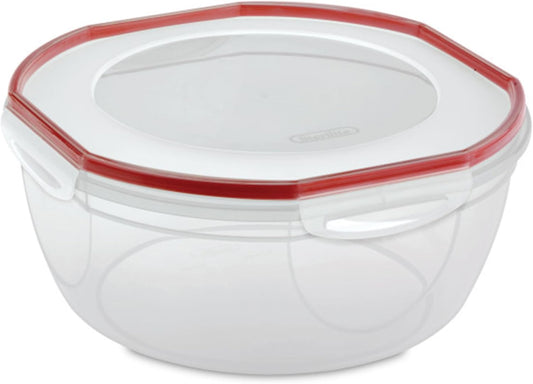 Ultra-Seal 8.1 Qt Bowl, Large Airtight Food Storage Container, Latching Lid, Microwave and Dishwasher Safe, Clear With Red Gasket, 2-Pack