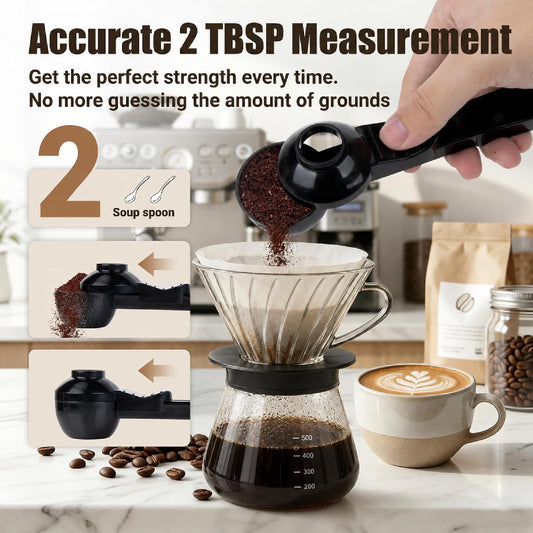 2pcs 2TBSP Coffee Scoop with Funnel, Funnel Design Prevents Spills | Multi Purpose Reusable K Cup Refillable Pods Use for ground coffee protein powder tea espresso cocoa and baking ingredients