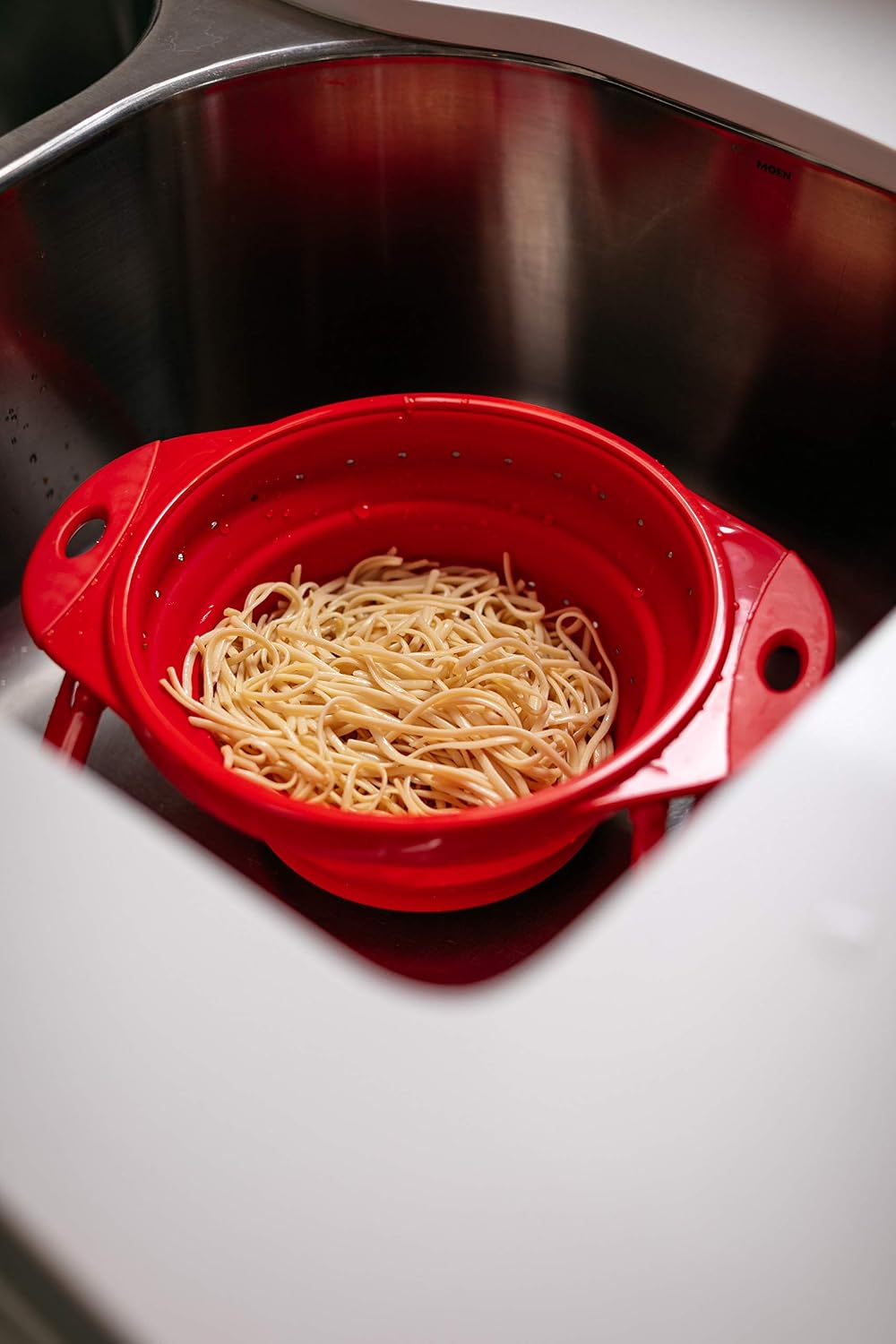 POP Collapsible Silicone Colander, 10 inch diameter, Solid Green