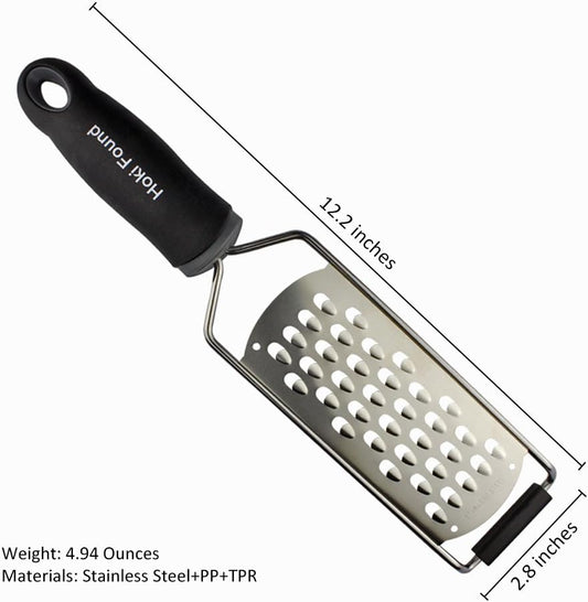 Stainless Steel Coarse Cheese Shredder - Zester, Vegetable & Fruit Grater - Black