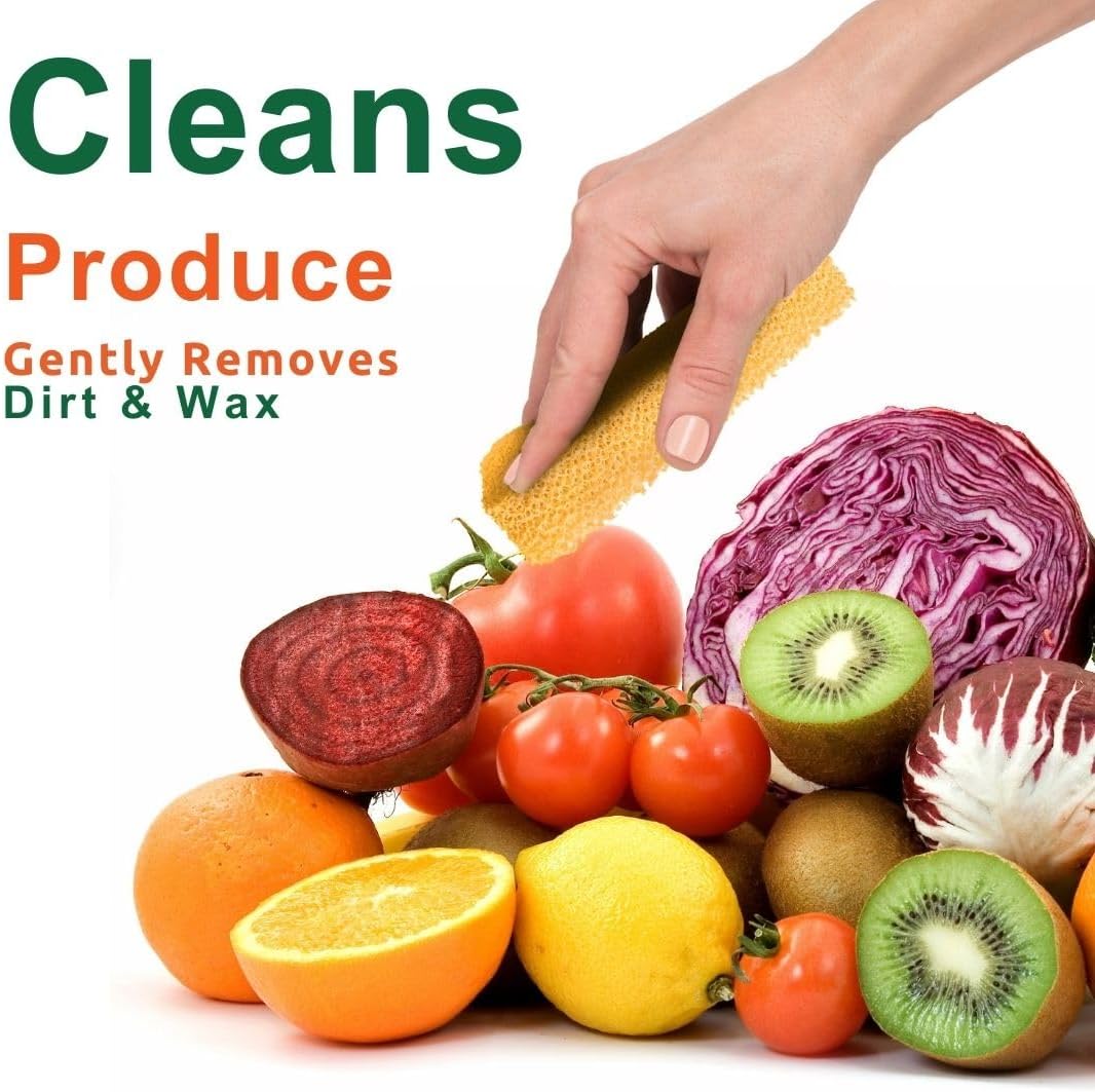 Silicone Fruit & Vegetable Scrubber, Produce Cleaning Sponge, Reusable Food Scrubber for Fruits & Veggies, Made in USA (3-Pack)