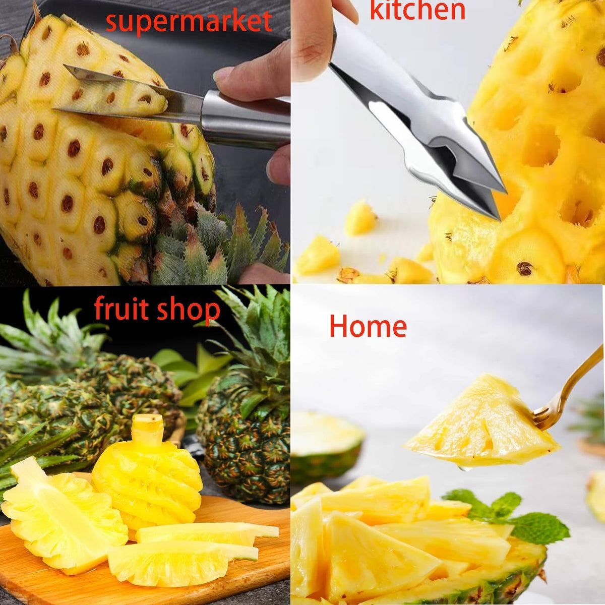 Pineapple Eye Peeler Remover Tool - Stainless Steel Pineapple Eye Clip and V Shape Pineapple Eye Cutter, Multipurpose Pineapple Eye Peeler Remover for Home Kitchen Fruit Store