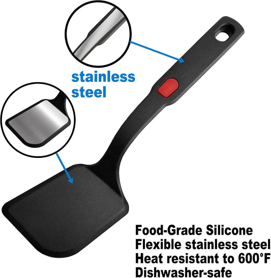 2 Piece Silicone Pancake Spatula Turner | 600°F Heat Resistant Spatulas for Nonstick Cookware,Large Kitchen Cooking Utensils Set for Egg,Pancake,Burger