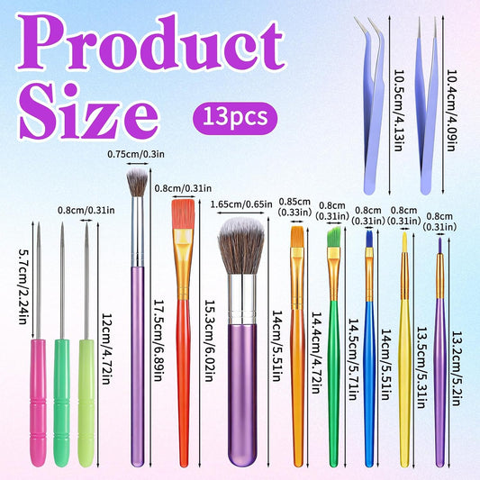13 Pcs Cake Candy Decorating Brushes Tools, Paint Brushes Fondant Tools for Cake Baking Chocolate Sugar Cookie Decoration Cakes Brush for Luster Dust Pastry Decorating Supplies