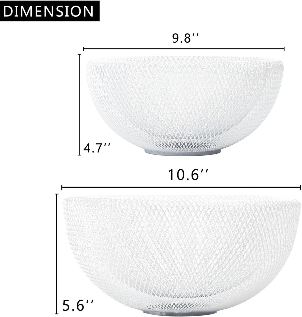 Metal Wire Woven Fruit Storage Bowl Basket for Kitchen, Large Black Mesh Fruit Stand, for Apple, Pineapple, Banana, Orange, Lemon, Pear, Strawberry, Watermelon (Black, Nomal)