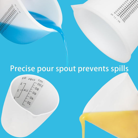 1000ML Large Silicone Measuring Cups for Resin, Easy to Read 36oz Silicone Mixing Bowl with 100ML Mixing Cup, Easy Clean Reusable Epoxy Resin Supplies with Stir Stick, Pipettes