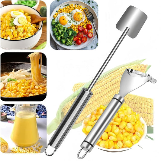 Corn Peeler and Stripper Tool – Stainless Steel Corn Cob Cutter & Kernel Remover for Raw and Cooked Corn, Easy Corn Shucker & Scraper, Kitchen Gadget for Cutting Corn Off the Cob