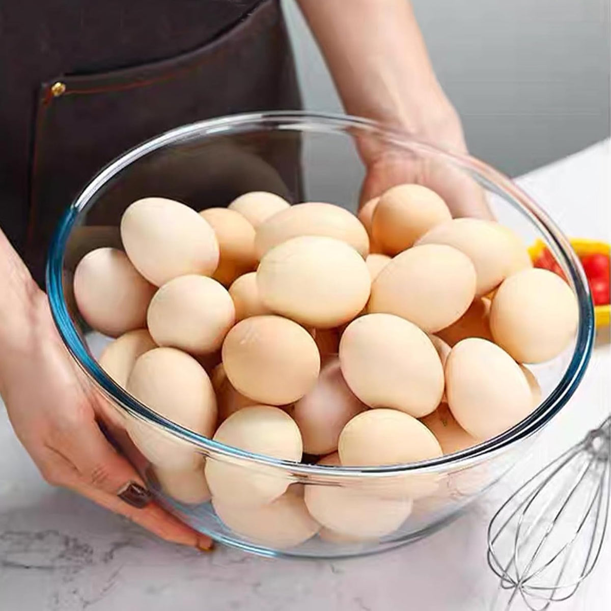 Large Glass Bowls with Lid,Thickened Clear Glass Salad Cooking Bowls