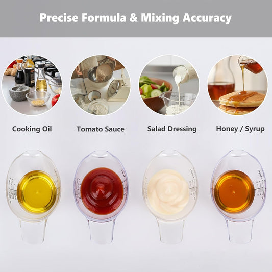 4 Pack Small Measuring Cups, 2oz/60ml Mini Measuring Cup with tsp/Tbsp/oz/ml Markings, Clear Easy-Read Scale for Kitchen, Resin, DIY, Beauty Mixing (4)
