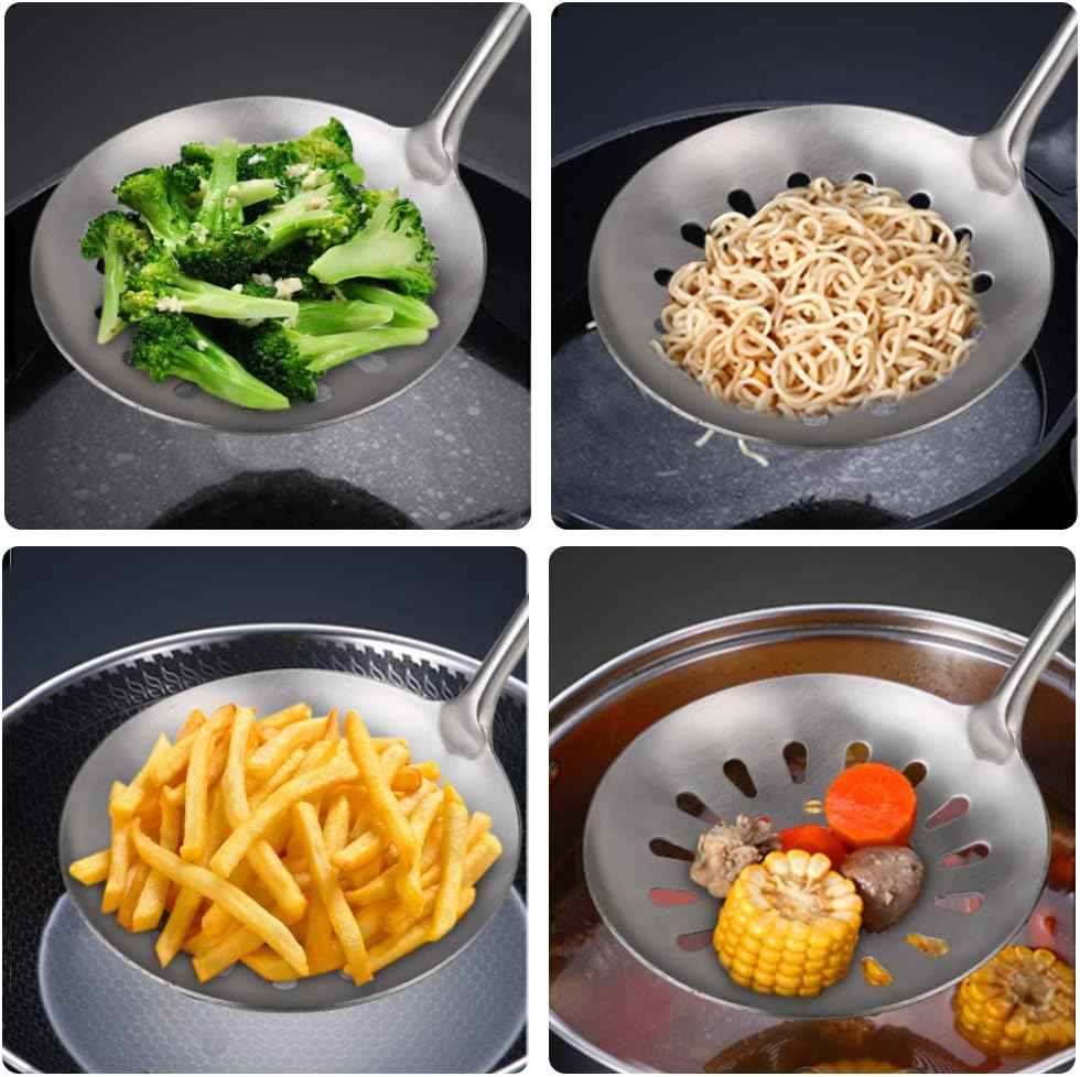 Spider Strainer Skimmer, Stainless Steel Asian Strainer Ladle Frying Spoon with Handle for Kitchen Deep Fryer, Pasta, Spaghetti, Noodle, 5.5 Inch