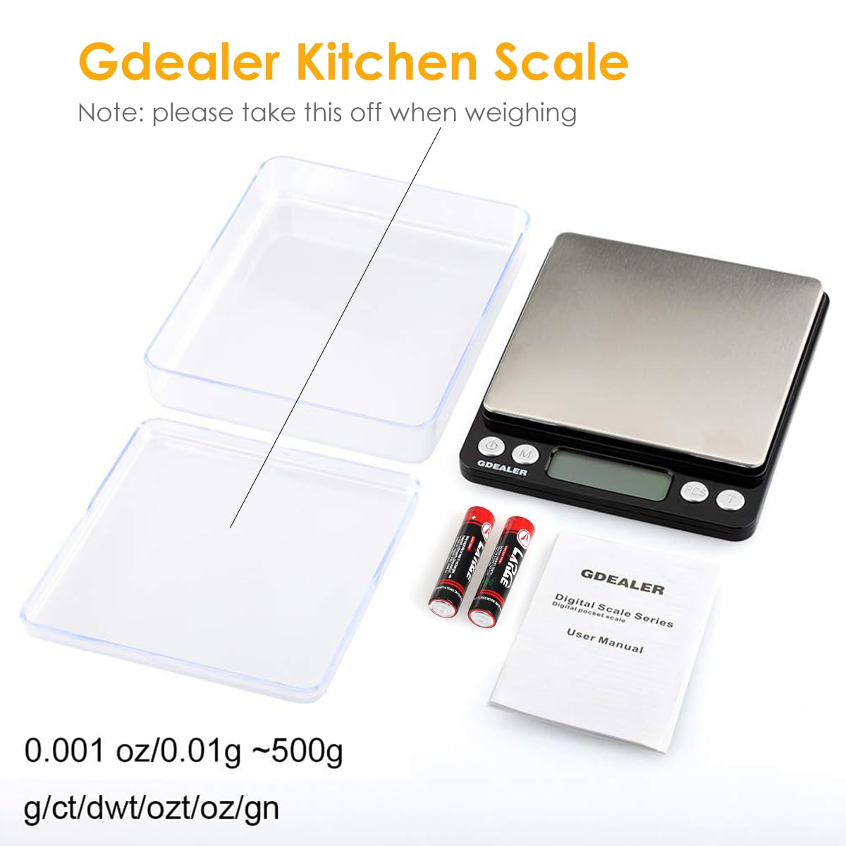 Food Scale, 0.001oz/0.01g Precise Digital Kitchen Scale Gram Scales Weight Food Coffee Scale Digital Scales for Cooking Baking Stainless Steel Back-lit LCD Display Pocket Small Scale, Silver