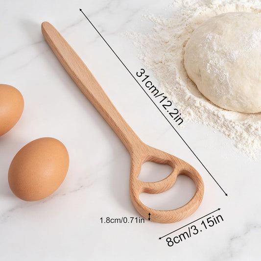2pcs Wooden Danish Dough Whisk, 12.2" Dutch Wood Bread Whisk Sourdough Mixing Mixer Tool for Pizza Dough Batter Baking Food-Safe Home Kitchen Tools Supplies