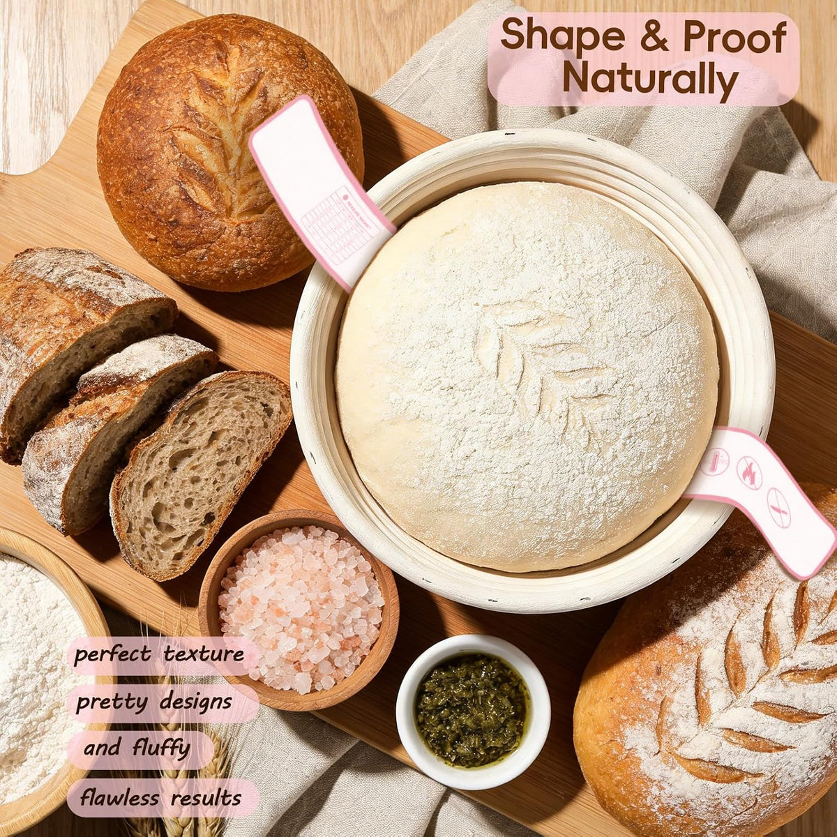 Sourdough Starter Kit with Banneton Proofing Basket, Jar and Baking Tools