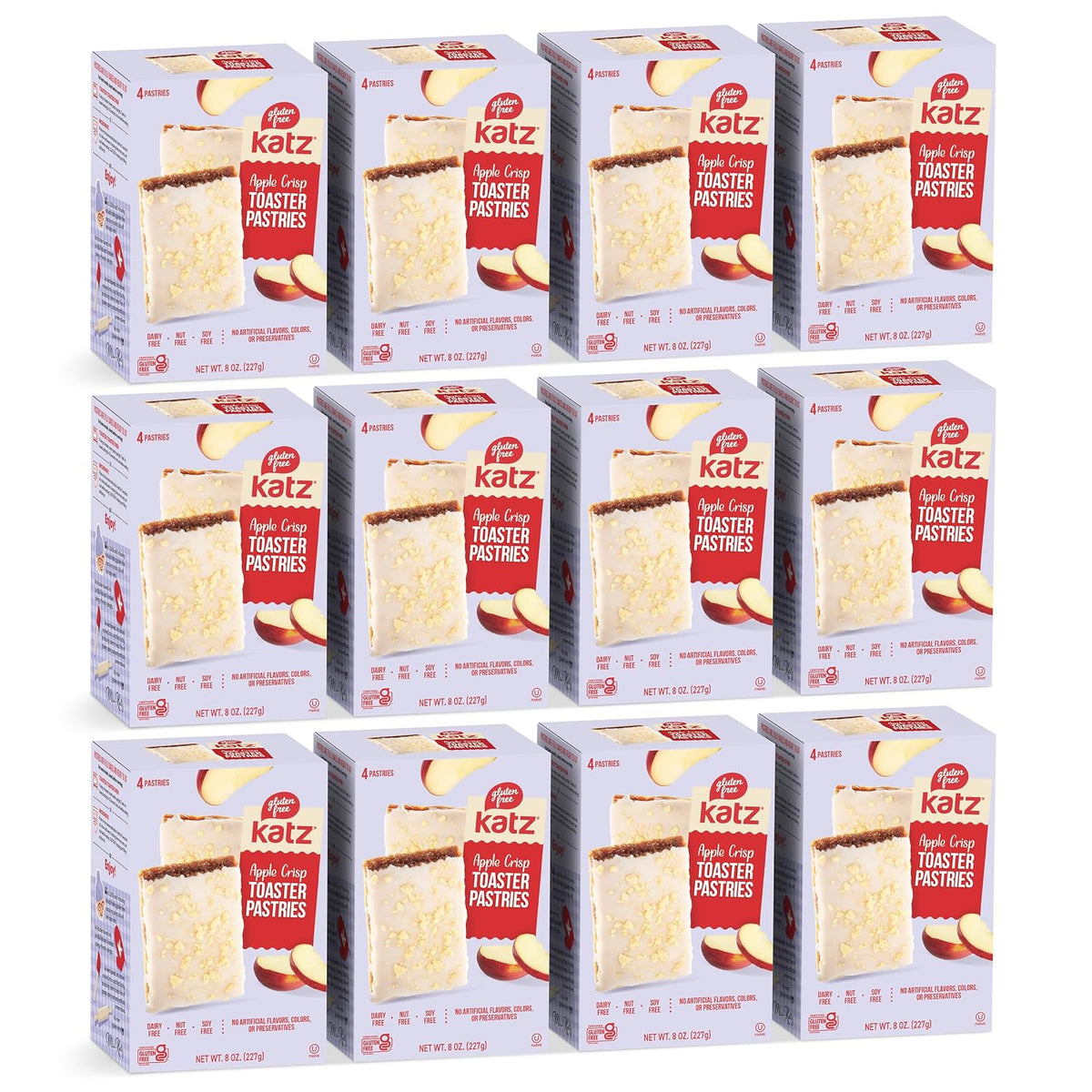 Apple Crisp Toaster Pastries.Healthy Snacks for adulte & Kids. Free of Dairy, Peanuts, Tree Nuts, and Sesame, No Artificial Color. Kosher Snacks 8oz (4pk)