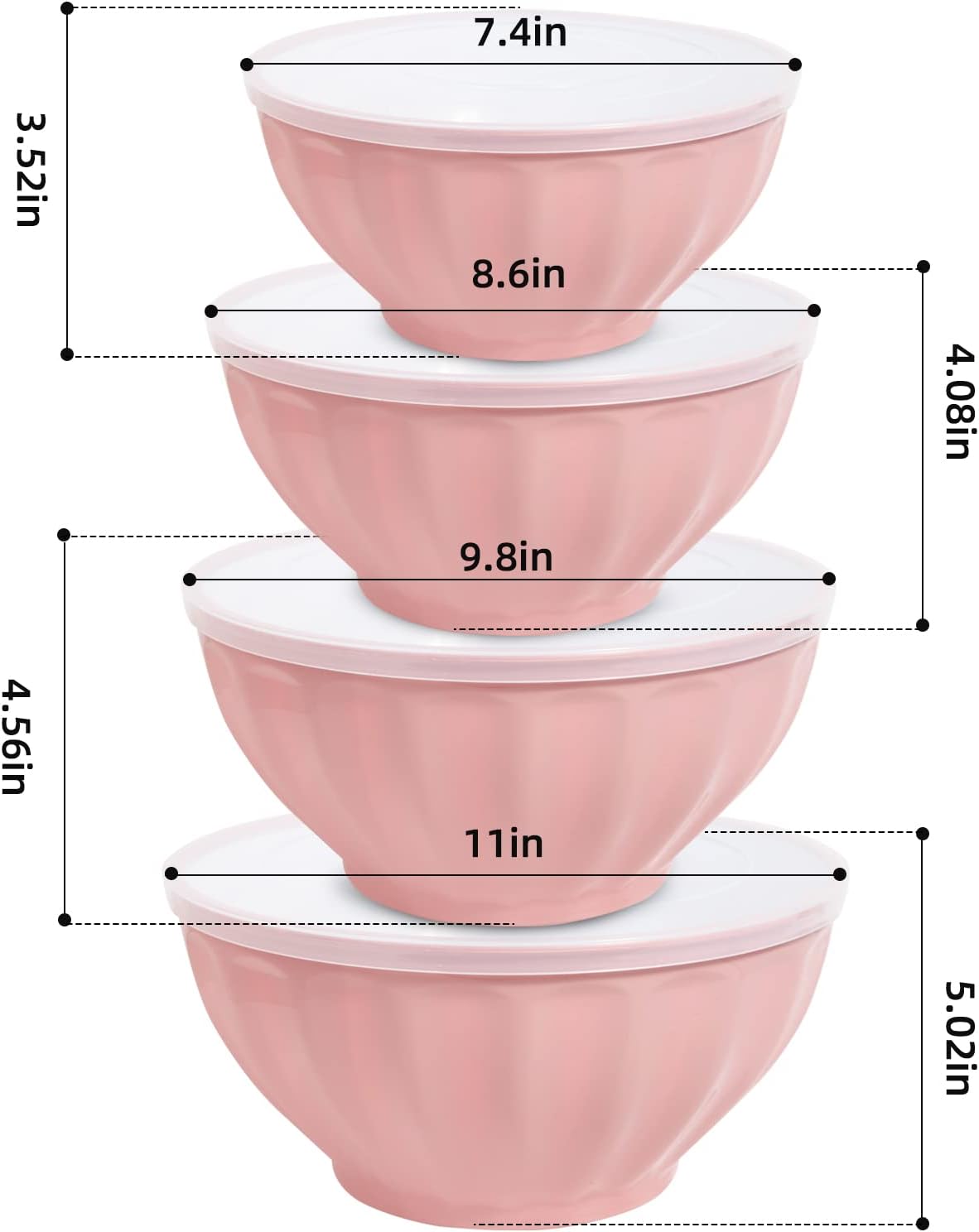 Mixing Bowls with Lids Set,Plastic Prep Bowl with Lid,Mixing Bowl Set for Kitchen Cooking, Baking,Storage Food,4 Big Nesting Bowls and 1 Egg Whisk,Stackable,Green