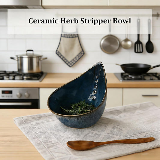 Herb Stripper Bowl, Kitchen Herbs Leaf Stripping Tool, Multi-Size Holes, for Fast Leaf Removal, Kitchen Gadget for Kale, Thyme, Basil, Rosemary