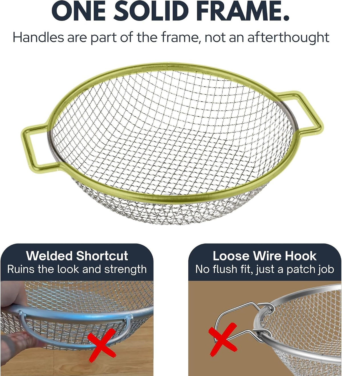 Round Soil Sifter, 1/4-inch Stainless Steel Sieve with Handles