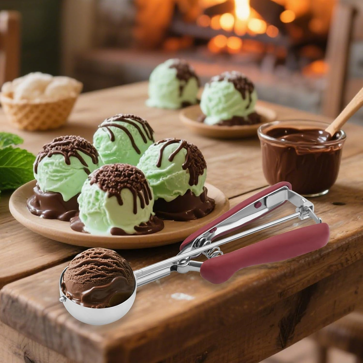 Small Cookie Scoop 1 Tablespoon, Size #60 Cookie Dough Scoop, Stainless Steel Ice Cream Scooper with Trigger Release, for Baking Small Cookies, Meatballs, Melon Balls