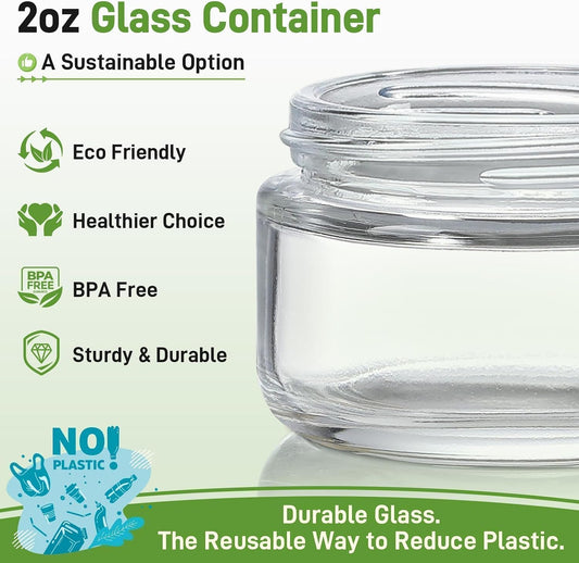 2oz Glass Salad Dressing Containers, 6-Pack Small Sauce Containers with Lids and Mini Condiment Cups Containers,To Go Glass Jars for Meal Prep Lunch box