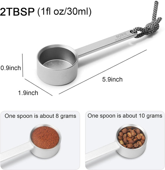 Aluminum Coffee Scoop 2 Tbsp (30ml), Metal Measuring Spoon for Coffee Beans & Ground Coffee, Protein Powder Scoop, Kitchen Measuring Tool