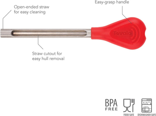 Strawberry Huller, Stainless Steel Fruit Huller & Pitter, Reusable Strawberry Stem Remover With Easy-Grip Handle, Dishwasher-Safe & BPA-free