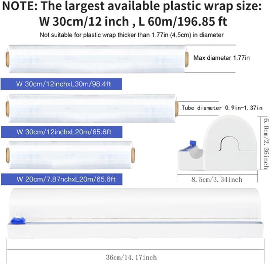 Refillable Plastic Wrap Dispenser with Slide Cutter, cling wrap with slide cutter for 250ft Tin Aluminum Foil Dispenser