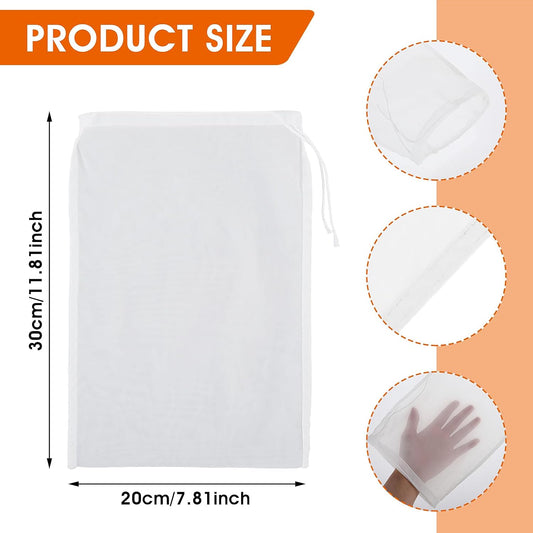 4 Pack Nylon Nut Milk Bag 8 × 12 Inches Fine Mesh Cheese Cloth Multiple Usage Reusable Food Strainer Professional Cold Brew Filter for Straining Juice Coffee Yogurt Tea (Nylon, 12×8 In)