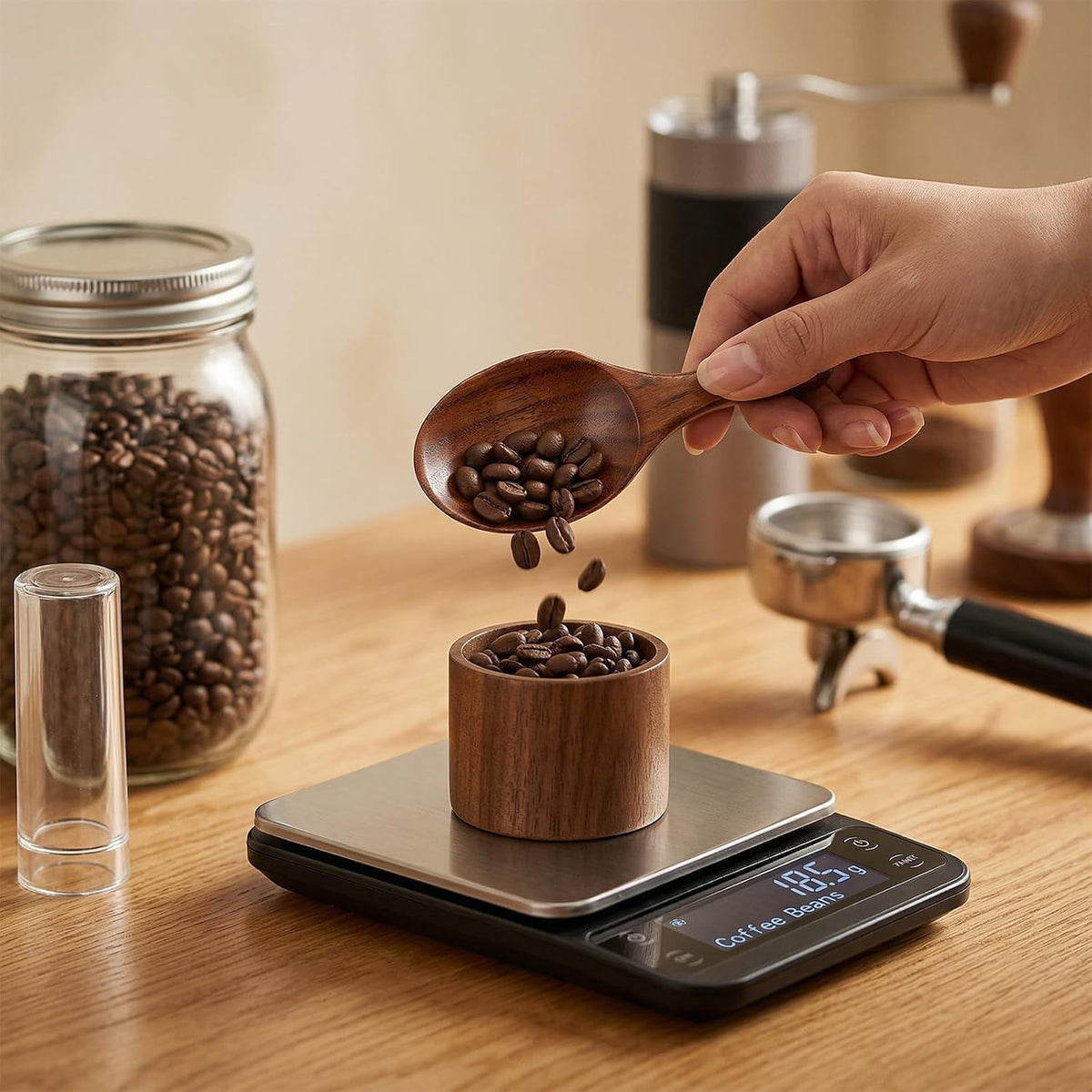 Wooden Coffee Scoop Bath Salt Scoop Multi-Purpose Kitchen Scooping Tool Home Kitchen Accessories Measuring for Coffee Beans Ground Beans or Tea Sugar