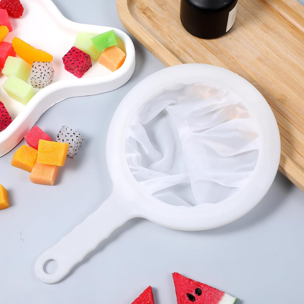Ultra-Fine Nylon Mesh Strainer 5.51 Inch, Kitchen Food Yogurt Mesh Sieve, Plastic Sieve Fine Mesh with Handle, Mini Brine Shrimp Separation for Filtering Juice Milk Soy Coffee Honey Wine (400 mesh)