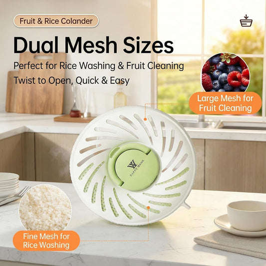 Fruit Washing Bowl with Strainer, 2-in-1 Berry Container for Fridge, Produce Storage Container with Drain Basket, Colander for Rice, Vegetables & Pasta, BPA Free