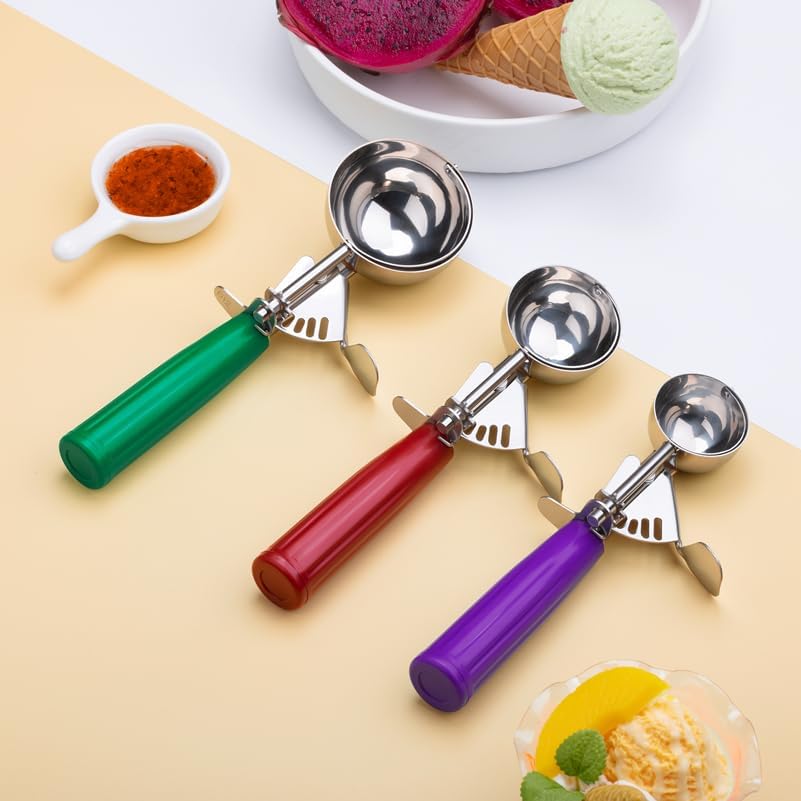 Ice Cream Scoop, Small Size Cookie Scoop with Trigger for Meatballs Melon