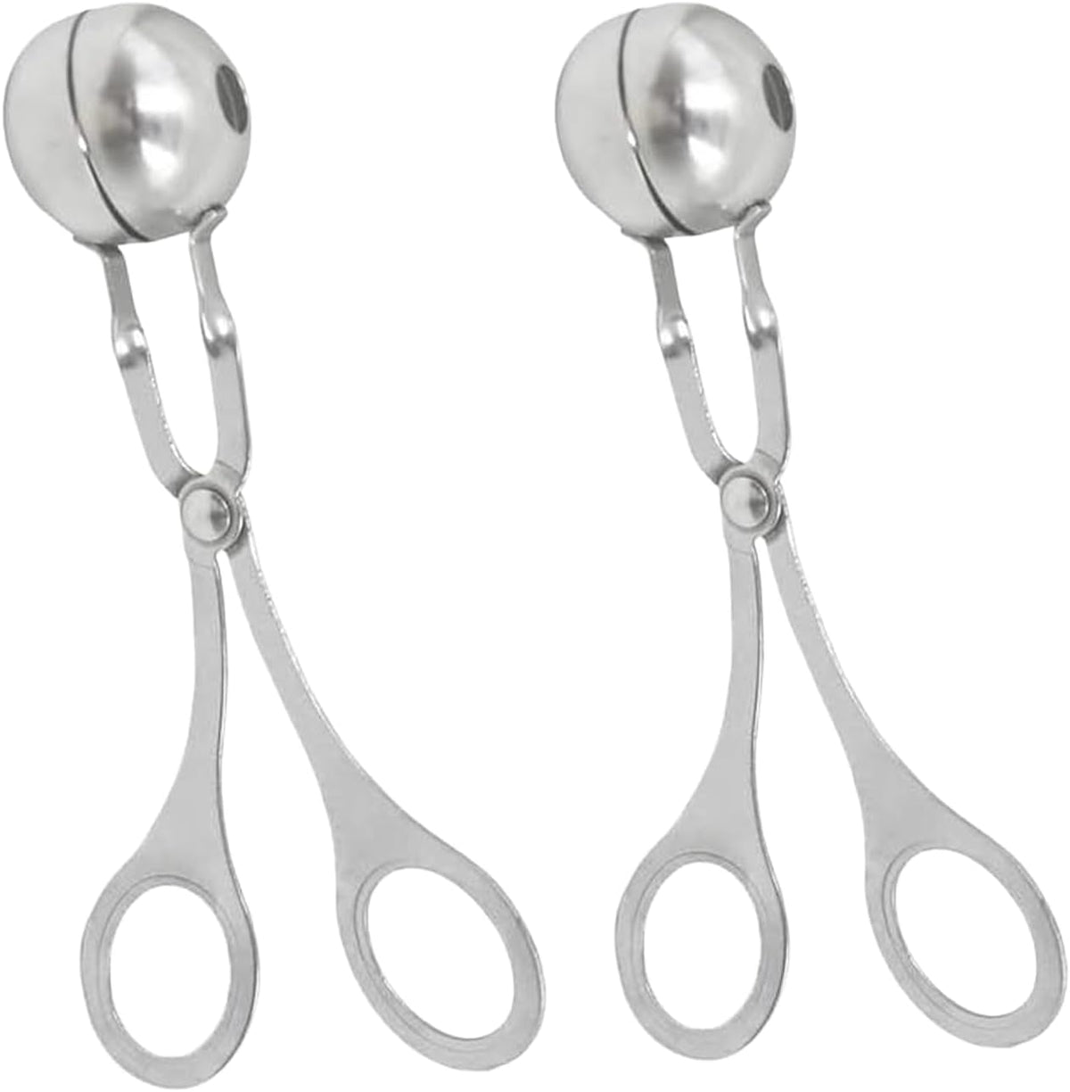 2 Pack Stainless Steel Meat Baller Ball Maker Meatball Scoop None-Stick Baller Tongs Meat Ball Maker Mold Cake Pop,Ice Tongs,Cookie Dough Scoop for Kitchen Cooking