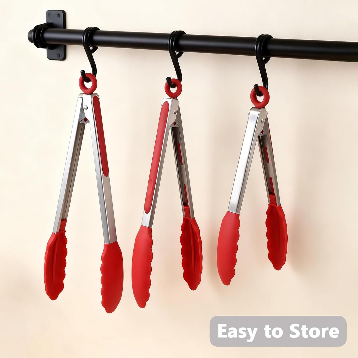 Kitchen Silicone Tongs for Cooking with Nonslip Silicone Tips, 600°F Heat Resistant Cooking Food Tong Set Heavy Duty Stainless Steel Handle for Baking Grilling Serving, 3 Pack (7" & 9" & 12")