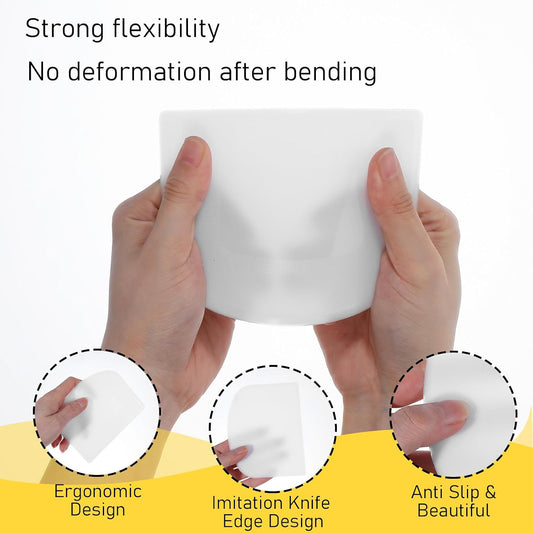 5 Pcs Plastic Dough Scraper,Plastic Bench Scraper Bowl Scrapers for Bread Dough Cake,Baking Supplies Kitchen Gadgets-White