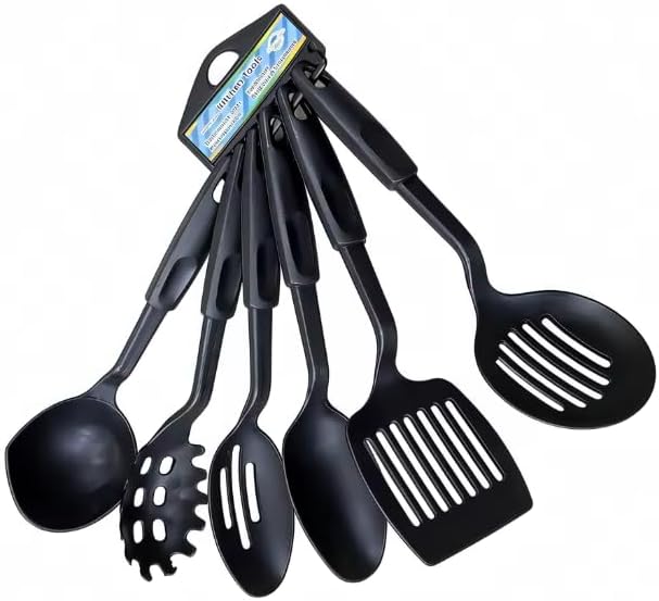 Silicone Cooking Utensils Set (6-Piece) - 446°F Heat Resistant, Non-Stick Safe Turner Spatula Spoon Set, BPA-Free Dishwasher Safe with Hanging Ring, Kitchen Gadgets for Non-Stick Cookware
