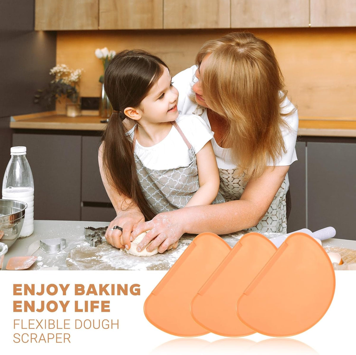 3PCS Dough Scraper Set, Plastic Flexible Bread Dough Scraper Tool
