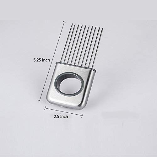 Onion Cut Tomato Slicer Lemon Handy Kitchen Slicing Tool With 10 Even Prongs For Onion Lemon Potato Tomato Slices And Can Be Used To Assist In Cutting Fish, Meat Or Loosen Meat (Black)