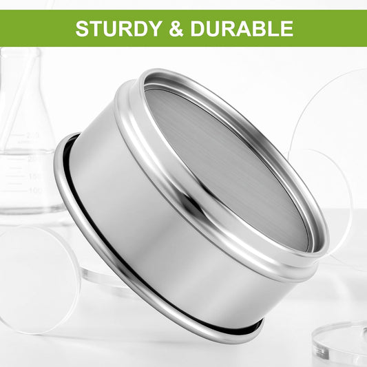 304 Stainless Steel Wire Cloth Lab Sieves, 300 Mesh Test Sieve, 4" Diameter Standard Analysis Sieve for Industrial Laboratory Homes