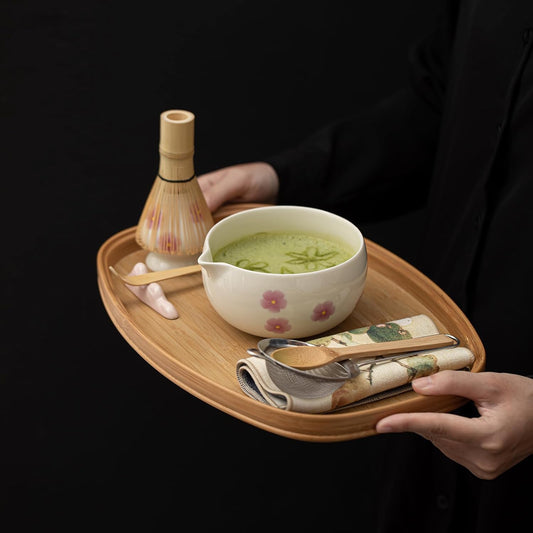 Matcha Whisk Set,8 Pcs Ceramic Matcha Set,Matcha Kit for Matcha Lovers,Tradition Tea Set Includes Bowl,Bamboo Whisk and Holder,Scoop,Sifter and Towel,Gift for Family and Friend (Cream)