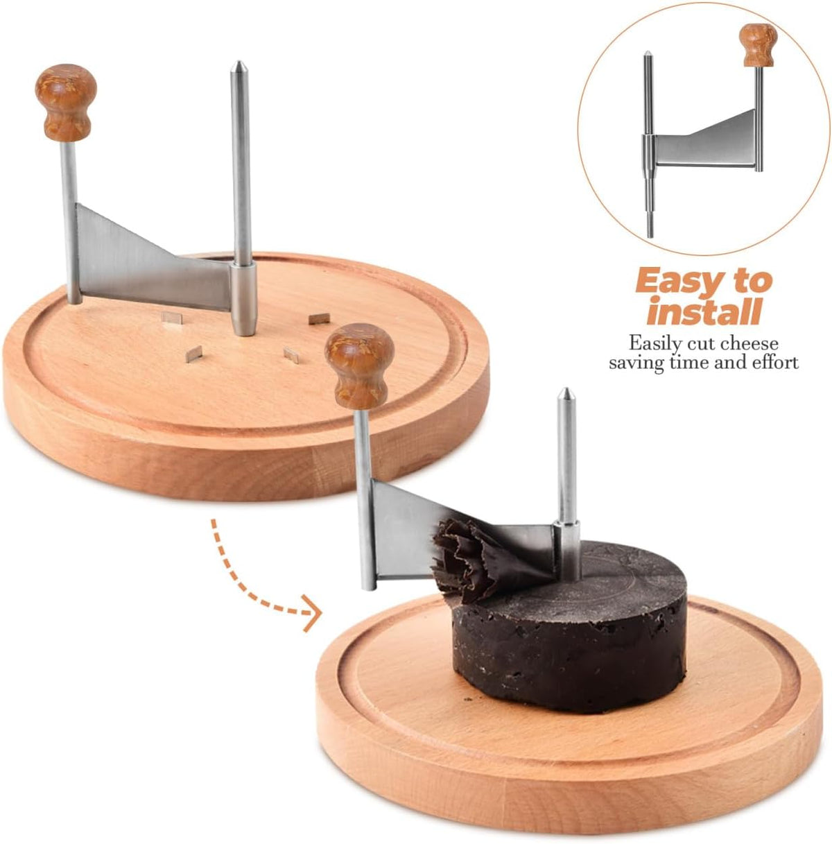 Cheese Curler Wheel: Stainless Steel Cheese Butter Chocolate Shaver to Create Beautiful Rose-Shaped Cuts Revealing Its Rich Flavor for Restaurants, Cafes, Dessert Shops, Home (Slicer Only)