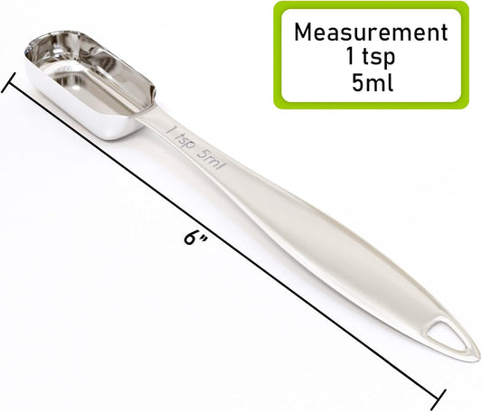 2PCS 1tsp(5ml) Measuring Spoon, Stainless Steel Measure Teaspoon | High Precision, Food-Grade, Rust-Free, Dishwasher-Safe, Easy-Read Markings, Multi-Purpose, Sturdy & Durable