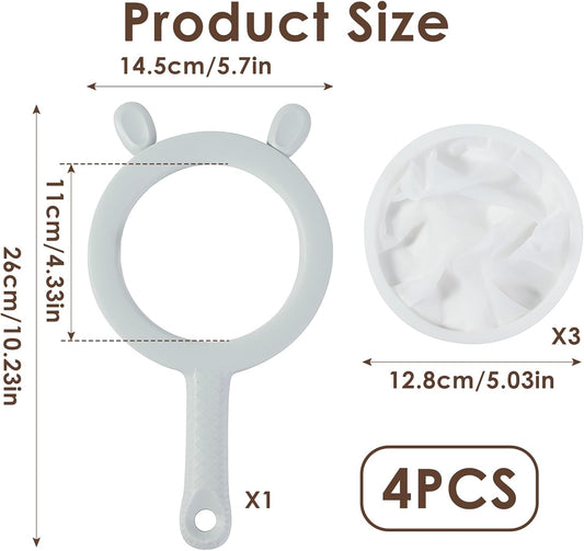 3-in-1 Fine Mesh Filter Kit with Detachable Sieve | 100/200/300 Mesh Filter with Pink Handle, Interchangeable Nylon Filter for Coffee,Nuts Juice, Fine Mesh Food Grade PP Frame