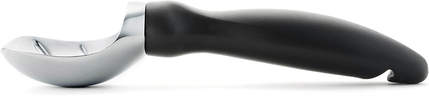 Heavy Duty Metal Ice Cream Scoop with Soft Grip Handle, Black | Professional Ice Cream Scooper for Kitchen, Dishwasher Safe Ice Cream Spoon for Gelato, Sorbet, Cookie Dough, Sundae, Melon