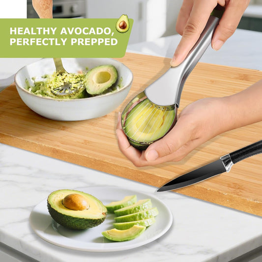 Avocado Slicer Tool 3 in 1, Stainless Steel Avocado Cutter Tool Set, Avocado Masher & Avocado Peeler Tools, Multi-Function Avocado Smasher Tools for Slicing, Scooping and Pit Removal