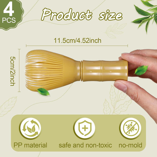 4 Pcs Plastic Matcha Whisk, Reusable Resin Japanese Chasen Matcha Stirrer Gifts, Ideal for Daily Use, Travel, and Gift Giving