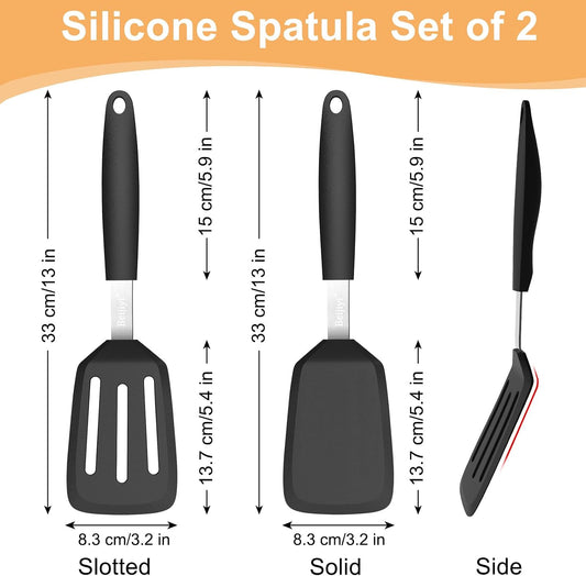 2 Pack Silicone Spatula Set, Heat Resistant, for Nonstick Cookware