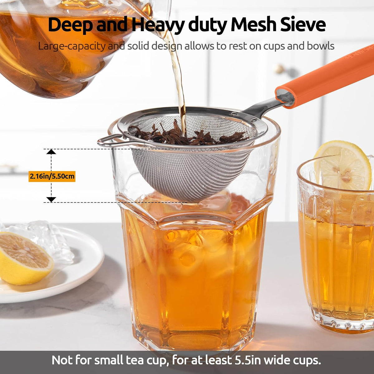 Fine Mesh Strainer, 18/8 Stainless Steel Sieve 30 Mesh, M/Aqua Sky