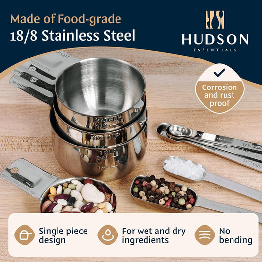 Stainless Steel Measuring Cups and Spoons Set (15 Piece Set)