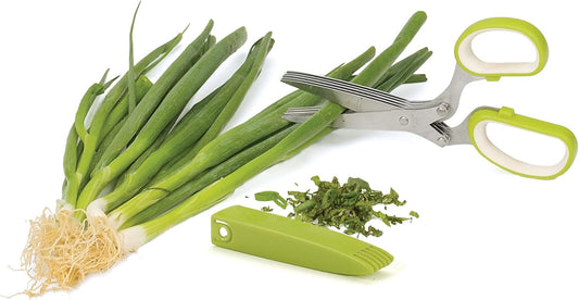 Kitchen Tool Collection Herb Scissors with Protective Cover/Blade Cleaner, Dishwasher Safe, 7.75x3.25"